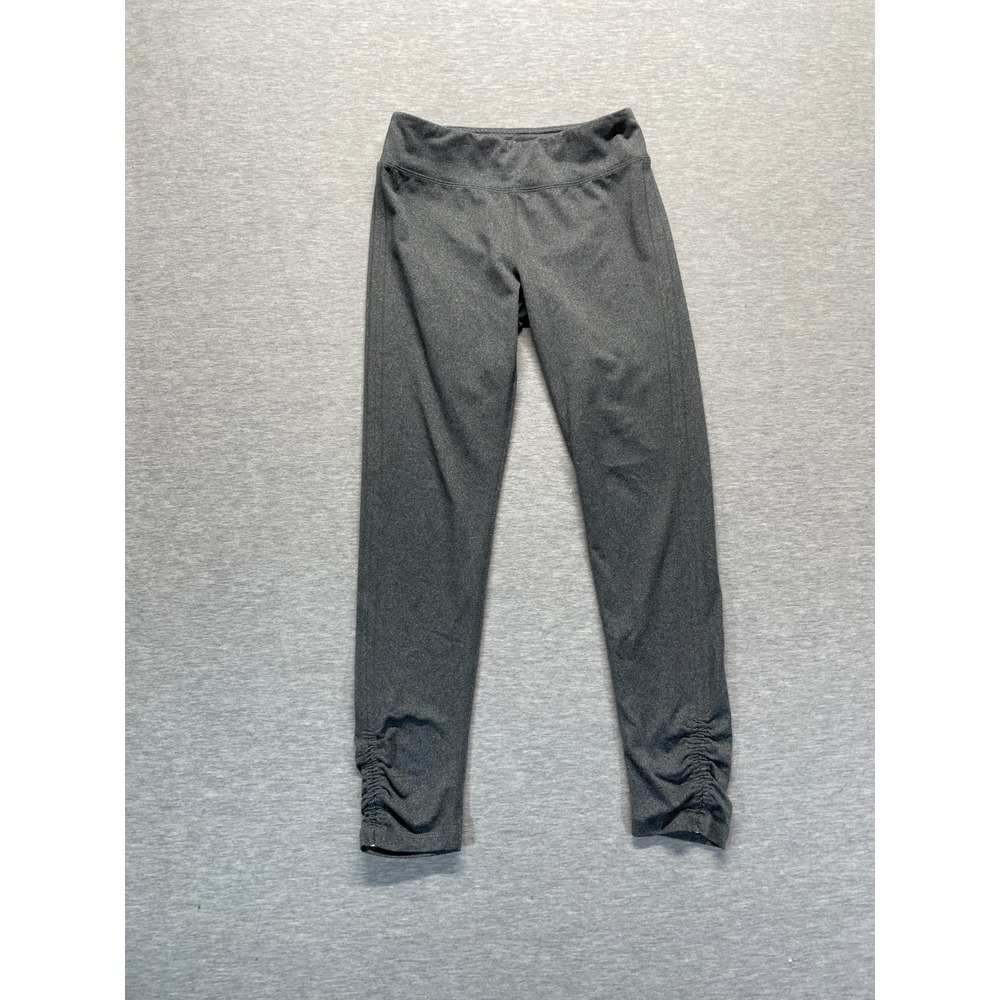 DSG Ankle Leggings Girls Large (14) Heather Gray Logo Ruched Hem Elastic Waist